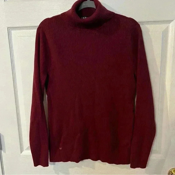 Lauren Ralph Lauren Cranberry Red Turtleneck Cotton Blend Sweater Size W… - Picture 1 of 6